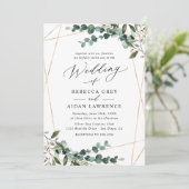 Modern Boho Botanical Greenery Gold Wedding Kaart (Staand voorkant)