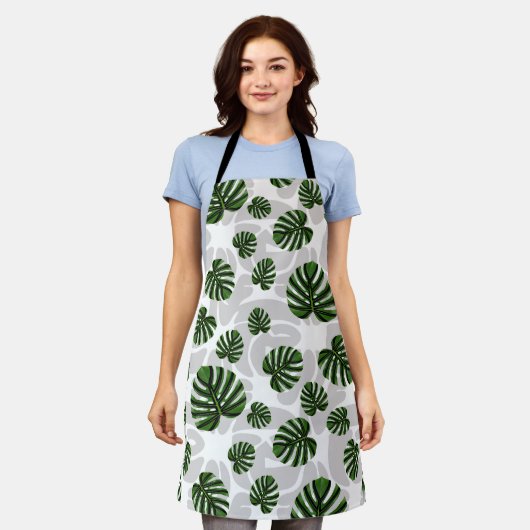 Modern Boho Botanical Leaves Pattern Schort (Gedragen)