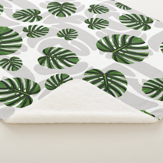 Modern Boho Botanical Leaves Pattern Sherpa Deken (3/4)