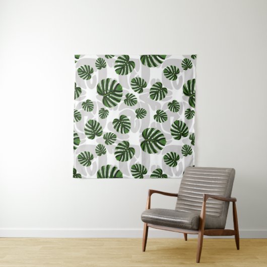 Modern Boho Botanical Leaves Pattern Wandkleed (In Situ (horizontaal))