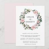 Modern Boho Botanical Roos Floral Wreath Wedding Kaart (Voorkant / Achterkant)