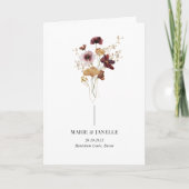 Modern Boho Bourgondië Wildflower Wedding Programm Programma (Voorkant)