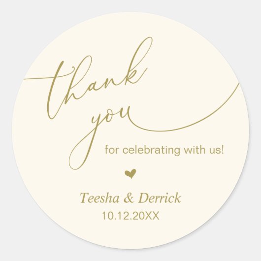 Modern Boho bruiloft Schattige Hart Dank u Cadeaus Ronde Sticker (Voorkant)