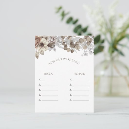 Modern Boho Bruiloftsspel Hoe oud waren ze Briefkaart (Staand voorkant)