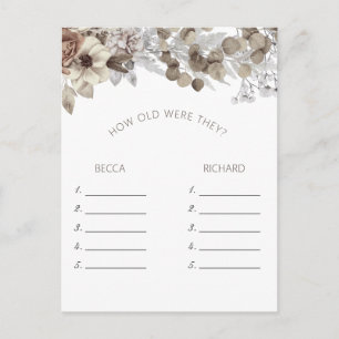 Modern Boho Bruiloftsspel Hoe oud waren ze Briefkaart