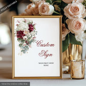Modern Boho Burgundy White Wedding Custom Poster