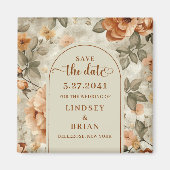 Modern Boho Burnt Orange Beige Sage Save the Date Magneet (Voorkant)