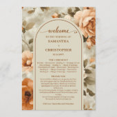 Modern Boho Burnt Orange Beige Sage Wedding Day Programma (Voorkant)