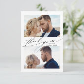 Modern Boho Calligraphy 3 Photo Wedding Bedankkaart (Staand voorkant)