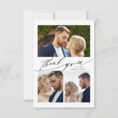 Modern Boho Calligraphy 4 Photo Wedding Bedankkaart (Voorkant)