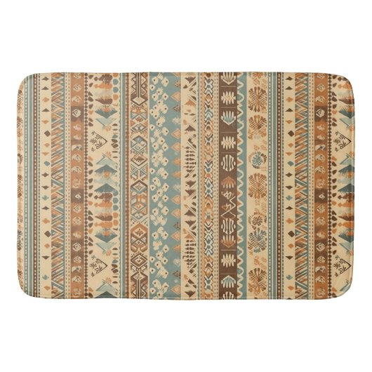 Modern Boho Camel Brown Turquoise Badmat (Voorkant)