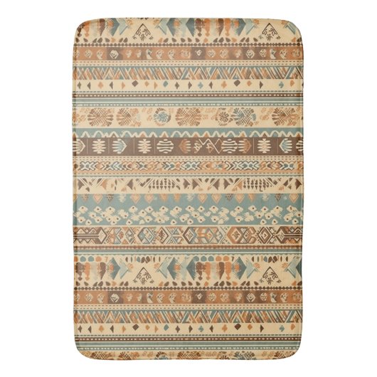 Modern Boho Camel Brown Turquoise Badmat (Voorkant Verticaal)
