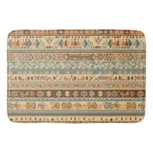Modern Boho Camel Brown Turquoise Badmat