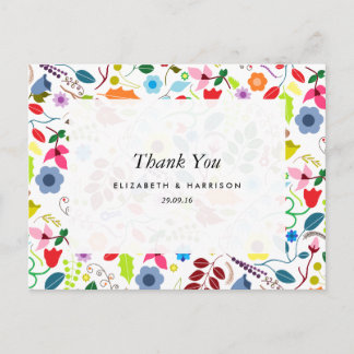 Modern Boho Chic Floral Wedding Bedankt Briefkaart