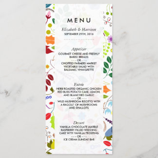 Modern Boho Chic Floral Wedding Menu