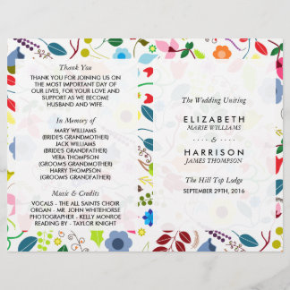 Modern Boho Chic Floral Wedding Programme
