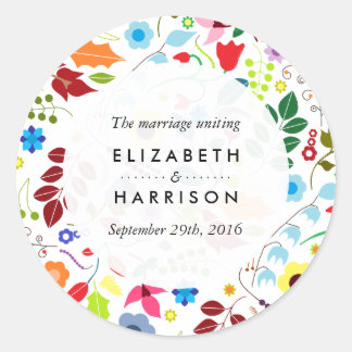 Modern Boho Chic Floral Wedding Ronde Sticker