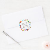 Modern Boho Chic Floral Wedding Ronde Sticker (Envelop)