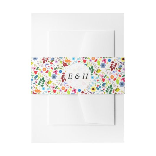 Modern Boho Chic Floral Wedding Uitnodigingen Wikkel (Voorkant Voorbeeld)