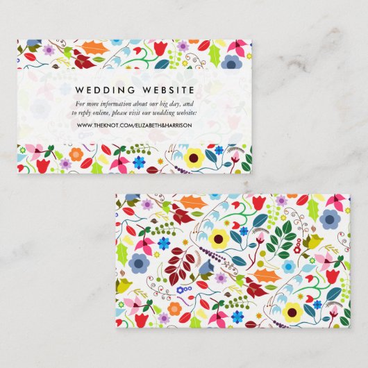 Modern Boho Chic Floral Wedding Website Informatiekaartje (Voorkant / Achterkant)