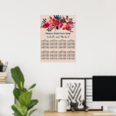Modern Boho Chic Red Floral 8-tabel Poster (Thuiskantoor)