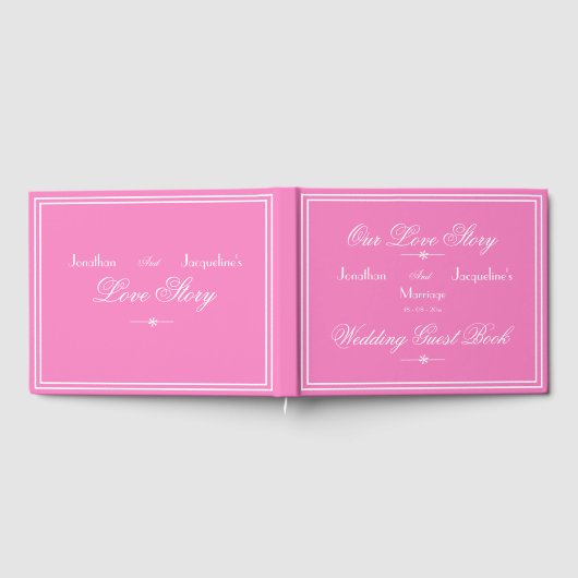 Modern Boho Chic Script Elegante Roze Meisje Huwel Gastenboek (Volledig)