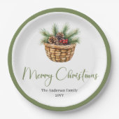 Modern Boho Christmas Tree Botanical Party Plates Papieren Bordje (Voorkant)