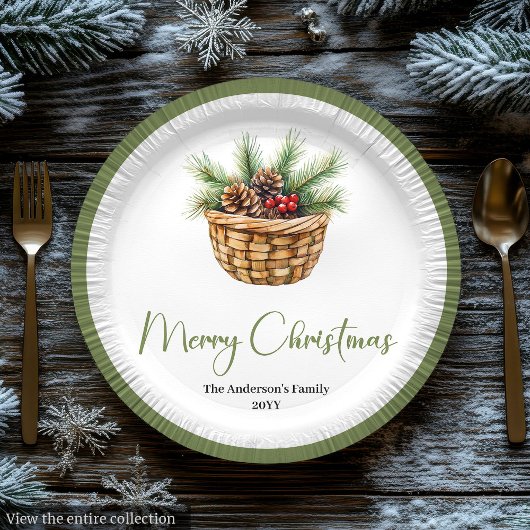 Modern Boho Christmas Tree Botanical Party Plates Papieren Bordje