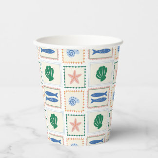 Modern Boho Coastal Pastel Seashell patroon Papieren Bekers