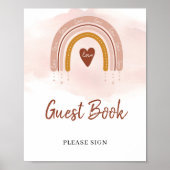 Modern Boho Copper Rust Rainbow Guest Sign Poster (Voorkant)