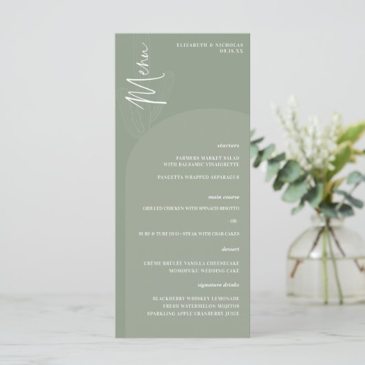 Modern Boho Desert | Eenvoudig menu Scriptbruiloft (Staand voorkant)