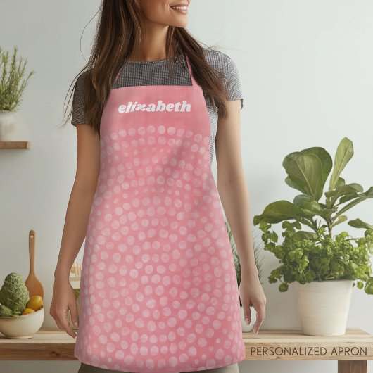 Modern Boho Dot Pattern met scriptnaam Schort