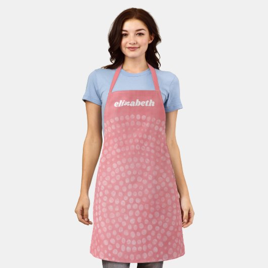 Modern Boho Dot Pattern met scriptnaam Schort (Gedragen)