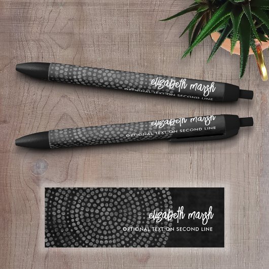 Modern Boho Dot Pattern met sprongscriptnaam Zwarte Inkt Pen