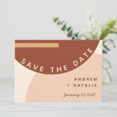 Modern Boho Earth tone Abstracte Circles Weddensch Save The Date (Staand voorkant)