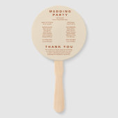 Modern Boho Earth Tone Circle Wedding Program Hand Handwaaier (Achterkant)
