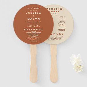 Modern Boho Earth Tone Circle Wedding Program Hand Handwaaier