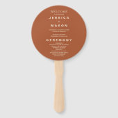 Modern Boho Earth Tone Circle Wedding Program Hand Handwaaier (Voorkant)