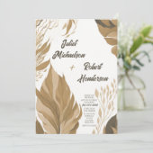 Modern Boho Earth Tone Foliage Wedding Kaart (Staand voorkant)