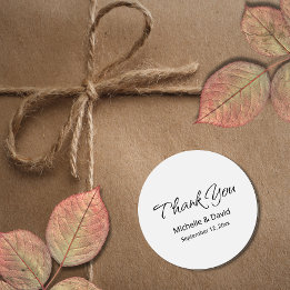 Modern Boho Eenvoudig Script Wedding Bedankt Ronde Sticker