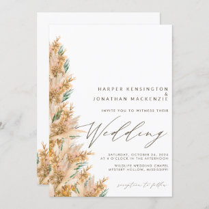 Modern Boho Elegant Pampas Grass Wedding Kaart