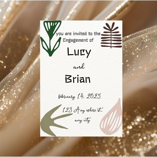 Modern Boho Engagement Invitation PRINTED | Plam Kaart