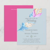 Modern Boho Feather Colorful Budget Wedding Invite (Voorkant / Achterkant)