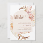 Modern Boho Floral Blush Arch Wedding Uitnodiging (Voorkant)