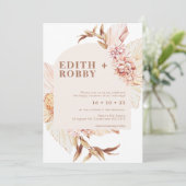 Modern Boho Floral Blush Arch Wedding Uitnodiging (Staand voorkant)