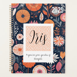 Modern Boho Floral Design in Navy en Peach Planner