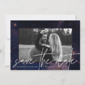 Modern Boho Floral Fantasy Dark Herfst Paars Save The Date (Voorkant)