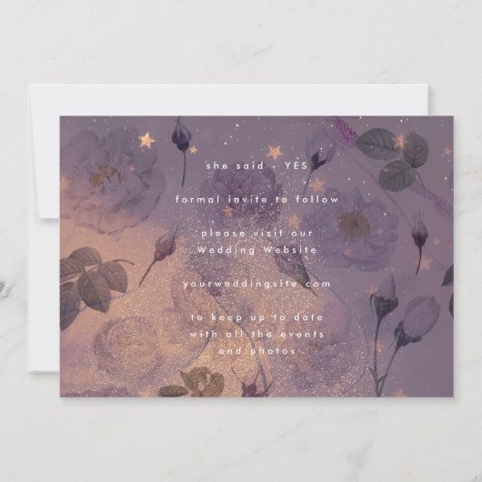Modern Boho Floral Fantasy Light Paars Save The Date (Achterkant)