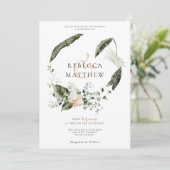 Modern Boho Floral Greenery Wedding Afbeelding Kaart (Staand voorkant)