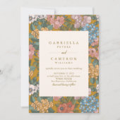 Modern Boho Floral Mustard Yellow Wedding Kaart (Voorkant)